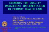 ELEMENTS FOR QUALITY MANAGEMENT IMPLEMENTATION IN PRIMARY HEALTH CARE Pedro J. Saturno Profesor de Salud Pública,Universidad de Murcia, España Visiting.