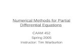 Numerical Methods for Partial Differential Equations CAAM 452 Spring 2005 Instructor: Tim Warburton.
