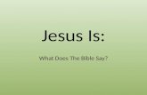 Jesus Is: What Does The Bible Say?. Introduction God, Jesus, the Holy Spirit via the scriptures tells us what and who Jesus is. Here are just a few.