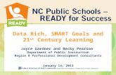 Data Rich, SMART Goals and 21 st Century Learning Joyce Gardner and Becky Pearson Department of Public Instruction Region 8 Professional Development Consultants.