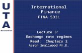 International Finance FINA 5331 Lecture 3: Exchange rate regimes Read: Chapters 2 Aaron Smallwood Ph.D.