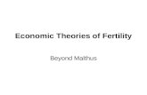 Economic Theories of Fertility Beyond Malthus. Thomas Malthus (early 19C) fertility determined by the age at marriage and frequency of coition during.