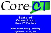 1 State of Connecticut Core-CT Project HRMS Users Group Meeting September 13 & 14, 2004.