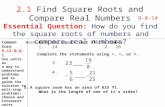 2.1 Find Square Roots and Compare Real Numbers Essential Question: How do you find the square roots of numbers and compare real numbers? Warm-up:Find the.