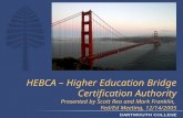 HEBCA – Higher Education Bridge Certification Authority Presented by Scott Rea and Mark Franklin, Fed/Ed Meeting, 12/14/2005.