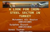 A LOOK FOR IRON- STEEL SECTOR IN TURKEY Muhammet Ali Baştın 2001431005 Eyüphan Özyurt 2001431036 Soner Turhan 2001431034.