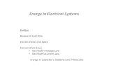 Energy in Electrical Systems Outline Review of Last time Electric Fields and Work Conservation Laws Kirchhoff’s Voltage Law Kirchhoff’s Current Law Energy.