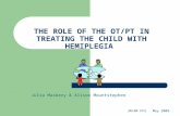 JM/AM FFS May 2009 THE ROLE OF THE OT/PT IN TREATING THE CHILD WITH HEMIPLEGIA Julia Maskery & Alison Mountstephen.