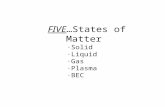 FIVE…States of Matter ·Solid ·Liquid ·Gas ·Plasma ·BEC.
