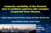 Anatomic variability of the thoracic duct in pediatric patients with complex congenital heart disease Ji Hyun Bang, Chun Soo Park, Jeong-Jun Park, Tae-Jin.