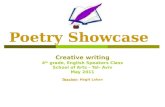 Poetry Showcase Creative writing 4 th grade, English Speakers Class School of Arts - Tel- Aviv May 2011 Teacher- Hagit Lahav.