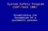 System Safety Program (SSP-Task 100) Establishing the foundation of a systematic process.