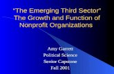 “The Emerging Third Sector” The Growth and Function of Nonprofit Organizations Amy Garrett Political Science Senior Capstone Fall 2001.