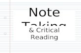 Note Taking & Critical Reading. Note Taking - Making notes from printed sources - Taking notes in lectures Critical Reading -Deciding if sources are relevant.