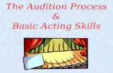 The Audition Process & Basic Acting Skills. Audition Vocab AUDITION: –similar to a job interview – actors are able to demonstrate their talents – an opportunity.