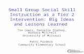 Small Group Social Skill Instruction as a Tier 2 Intervention: Big Ideas and Lessons Learned Tim Lewis, Danielle Starkey, Barbara Mitchell University of.