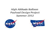 High Altitude Balloon Payload Design Project Summer 2012.