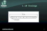 1.10 Strings academy.zariba.com 1. Lecture Content 1.What is a string? 2.Creating and Using strings 3.Manipulating Strings 4.Other String Operations 5.Building.