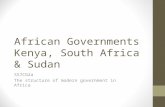 African Governments Kenya, South Africa & Sudan SS7CG2a The structure of modern government in Africa.