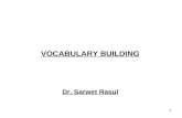 1 VOCABULARY BUILDING Dr. Sarwet Rasul. 2 Previous Lesson Reading Comprehension What is reading comprehension? The reader and reading Mental process of.