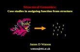 Structural Genomics: Case studies in assigning function from structure ? ? ? ? ? ? ? ? ? ? ? ? James D Watson watson@ebi.ac.uk.