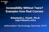 Accessibility Without Tears? Examples from Real Courses Elizabeth J. Pyatt, Ph.D. (ejp10@psu.edu)ejp10@psu.edu Information Technology Services (TLT)