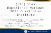 (CTE) Work Experience Workout 2015 Curriculum Institute Sofia Ramirez-Gelpi – Facilitator, Alan Hancock College Marie Boyd – Chaffey College Rita Levy.