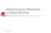 Fall 20041 Optimization Methods in Data Mining. Fall 20042 Overview Optimization Mathematical Programming Combinatorial Optimization Support Vector Machines.