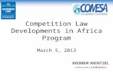Competition Law Developments in Africa Program March 5, 2013.