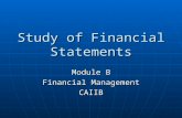 Study of Financial Statements Module B Financial Management CAIIB.