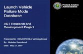 Launch Vehicle Failure Mode Database AST Research and Development Project Presented to: COMSTAC RLV Working Group By: Nickolas Demidovich Date: May 17,