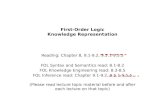 First-Order Logic Knowledge Representation Reading: Chapter 8, 9.1-9.2, 9.5.1-9.5.5 FOL Syntax and Semantics read: 8.1-8.2 FOL Knowledge Engineering read:
