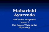 Maharishi Ayurveda Self Pulse Diagnosis Lesson 2 The Role of Vata in the Physiology.