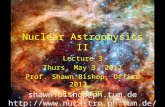 Nuclear Astrophysics II Lecture 3 Thurs. May 3, 2012 Prof. Shawn Bishop, Office 2013, Ex. 12437 shawn.bishop@ph.tum.de  1.