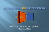 Online resource guide 2.25.2012.  Birthparents: in open adoptions typically demonstrate positive self- esteem related to responsible decision making.