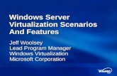Windows Server Virtualization Scenarios And Features Jeff Woolsey Lead Program Manager Windows Virtualization Microsoft Corporation.