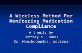 A Wireless Method For Monitoring Medication Compliance A thesis by Jeffrey S. Jonas Dr. Manikopoulos, advisor.