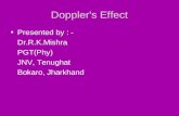 Doppler's Effect Presented by : - Dr.R.K.Mishra PGT(Phy) JNV, Tenughat Bokaro, Jharkhand.