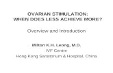 OVARIAN STIMULATION: WHEN DOES LESS ACHIEVE MORE? Milton K.H. Leong, M.D. IVF Centre Hong Kong Sanatorium & Hospital, China Overview and Introduction.