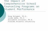 The Impact of Comprehensive School Counseling Programs on Student Performance Greg Brigman, Ph.D. Linda Webb, Ph.D. Elizabeth Villares, Ph.D. Florida Atlantic.