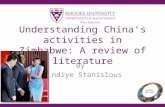 Understanding China’s activities in Zimbabwe: A review of literature By Zindiye Stanislous.