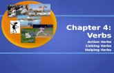 Chapter 4: Verbs Action Verbs Linking Verbs Helping Verbs.