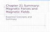 Chapter 21 Summary: Magnetic Forces and Magnetic Fields Essential Concepts and Summary.
