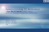 Demonstrating IT Relevance to Business Aligning IT and Business Goals with On Demand Automation Solutions Robert LeBlanc General Manager Tivoli Software.