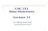 1 CSC 211 Data Structures Lecture 12 Dr. Iftikhar Azim Niaz ianiaz@comsats.edu.pk 1.