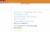 Social Tagging In The Enterprise: Different Drivers, Different Implementations David Hobbie Litigation Knowledge Manager .