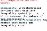 3.1 Inequalities and Their Graphs: Inequality: A mathematical sentence that uses and inequality symbol (, ≤, ≥) to compare the values of two expressions.