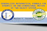 Marlon F. Sacedon Dept. of Mathematics, Physics, Statistics (DMPS) College of Arts and Sciences, Visayas State University Visca, Baybay City, Leyte, Philippines.