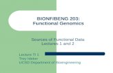 BIONF/BENG 203: Functional Genomics Lecture TI 1 Trey Ideker UCSD Department of Bioengineering Sources of Functional Data Lectures 1 and 2.