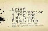 Brief Interventions for the Job Corps Population Diane A. Tennies, Ph.D., LADC Lead TEAP Regional Health Specialist August 9, 2012.